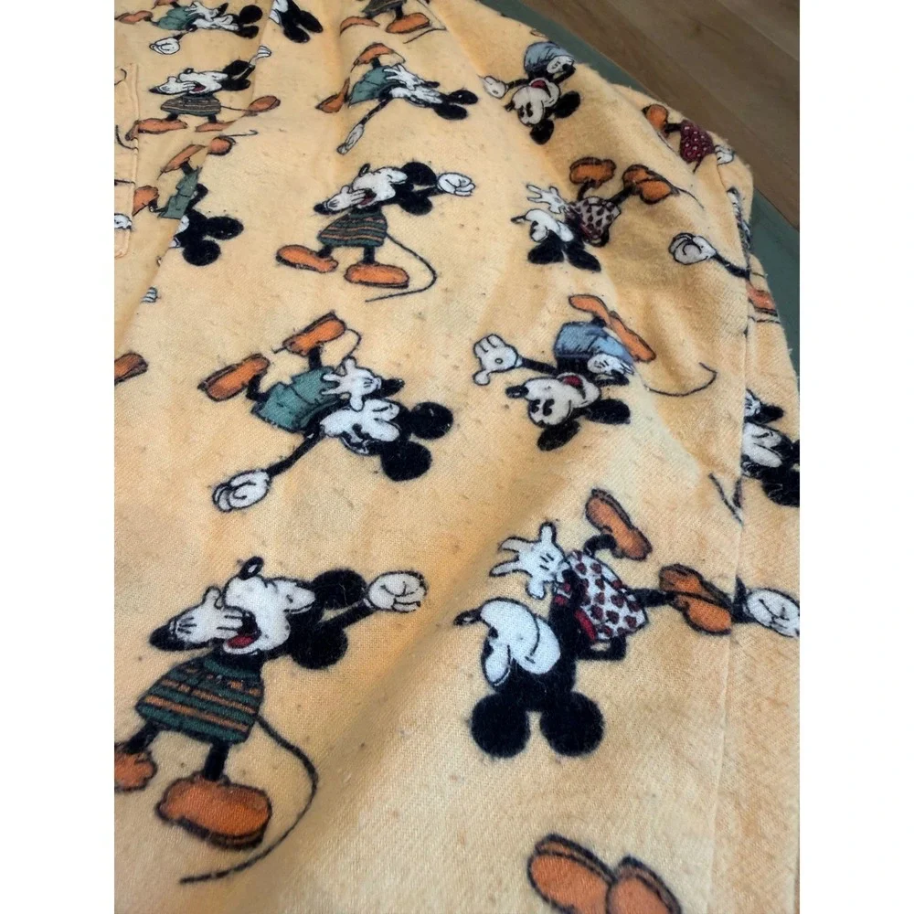 Vintage Walt Disney World Mickey Mouse Flannel Nightgown XL Peach Cotton Sleep